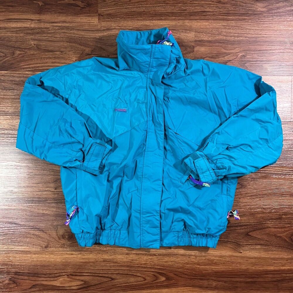 Columbia Whirlibird Full Zip Jacket Radial Sleeves Teal Blue Womens Sz Large
